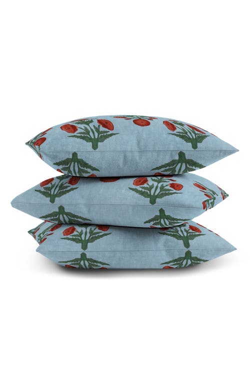Deny Designs Stripe & Lobster Print Throw Pillow In Blue