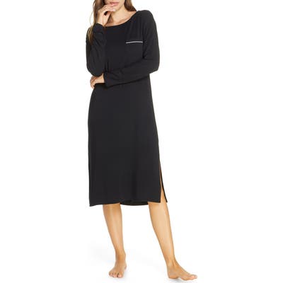 Nordstrom Moonlight Midi Nightshirt, Black