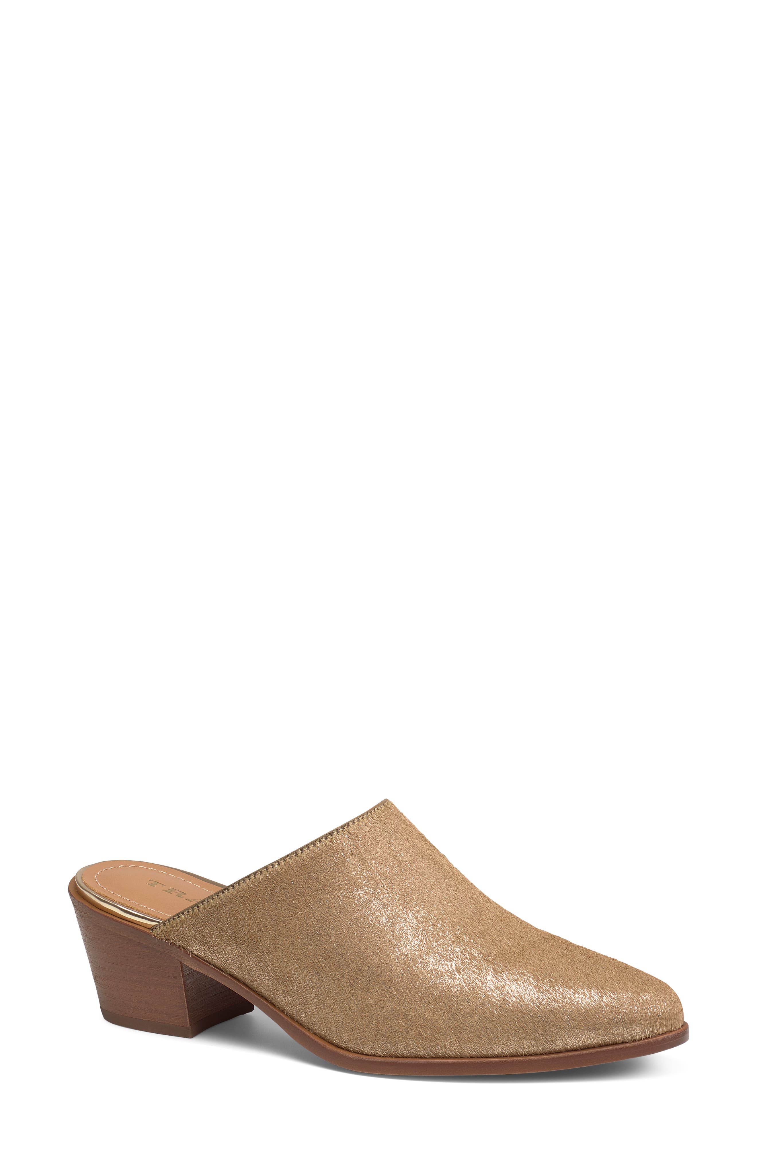 Trask Teresa Mule In Gold Metallic Calf Hair ModeSens