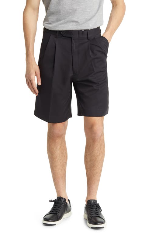 Microfiber Pleated Shorts in Black
