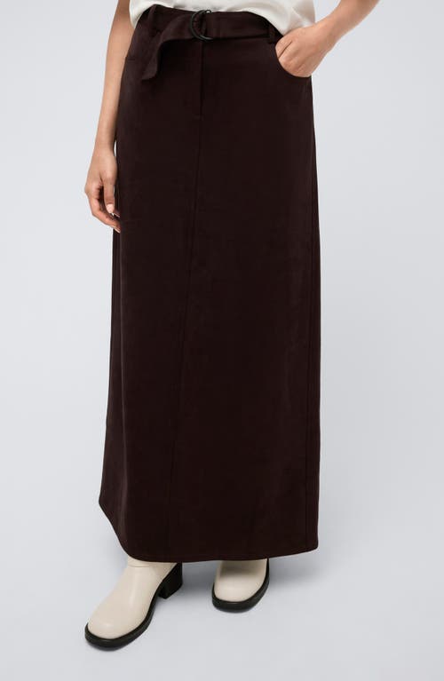 Kenneth Cole Belted Maxi Skirt In Deep Bark