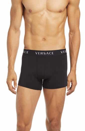 Versace 3-Pack Iconic Low-Rise Men's Boxer Trunks, Black/White/Navy