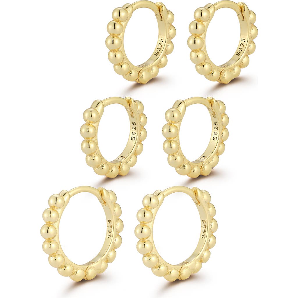 Glaze Jewelry Set Of 3 Huggie Hoop Earrings In Gold