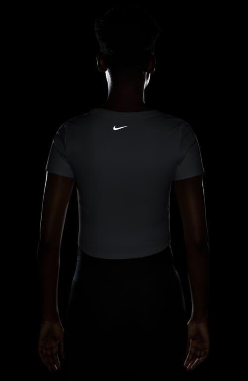 Nike Phoenix Fleece Short Sleeve Crop Sweatshirt In White/black