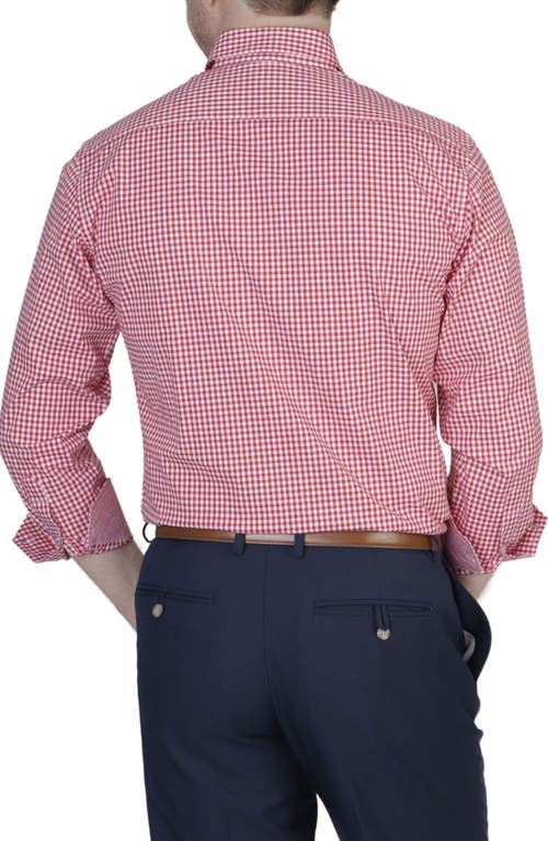 Shop Tailorbyrd Gingham Stretch Button-down Shirt In Red