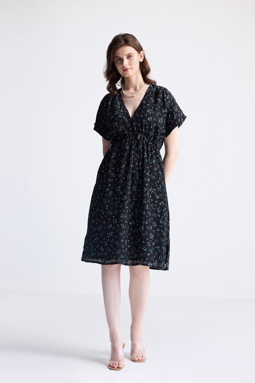 Reistor Gathered Knee-length Dress In Ditzy Wildflowers