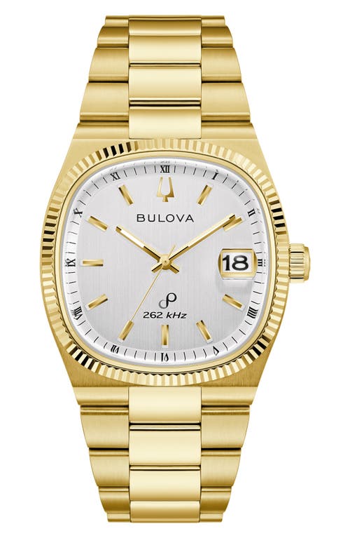 Bulova Unisex Super Seville Gold-tone Stainless Steel Bracelet Watch 38mm In Goldone