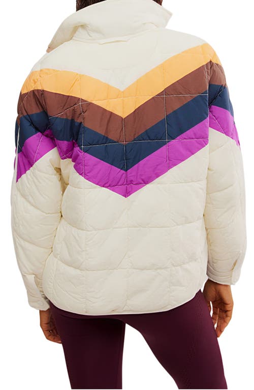 Shop Free People X Hatch Chevron Maternity Puffer Jacket In Ivory Chevron Combo