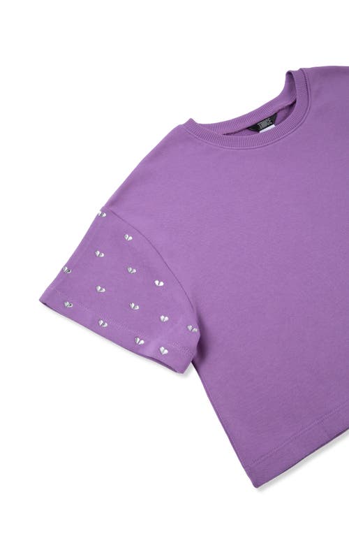 Shop Truce Kids' Rhinestone Embellished Boxy T-shirt In Purple