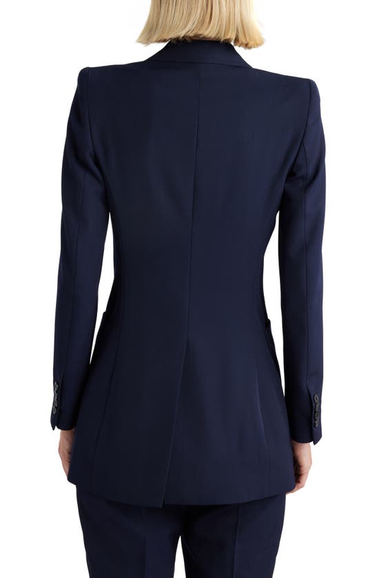 Shop Dries Van Noten Double Breasted Gabardine Blazer In Navy