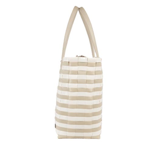Handed By Sunny Bay Recycled Plastic Weekender Bag In Pale Grey/pearl White