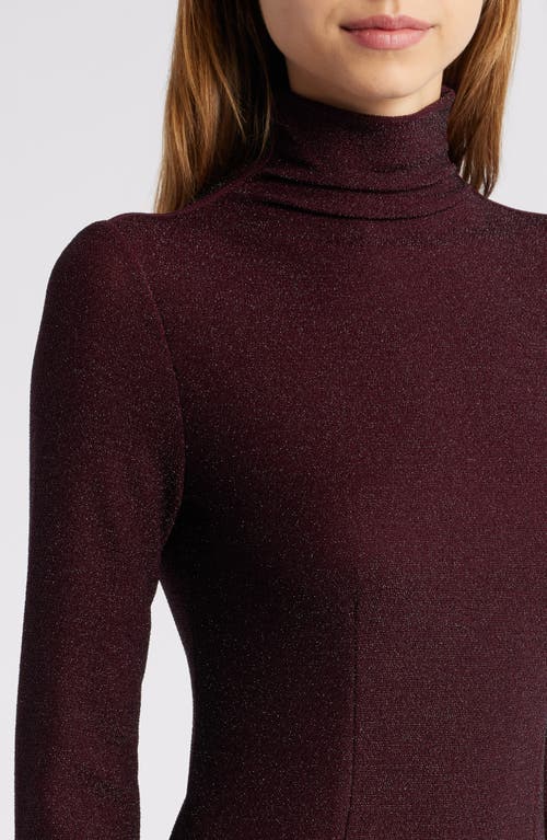 Shop Rag & Bone Lilith Metallic Long Sleeve Turtleneck Maxi Sweater Dress In Burgundy