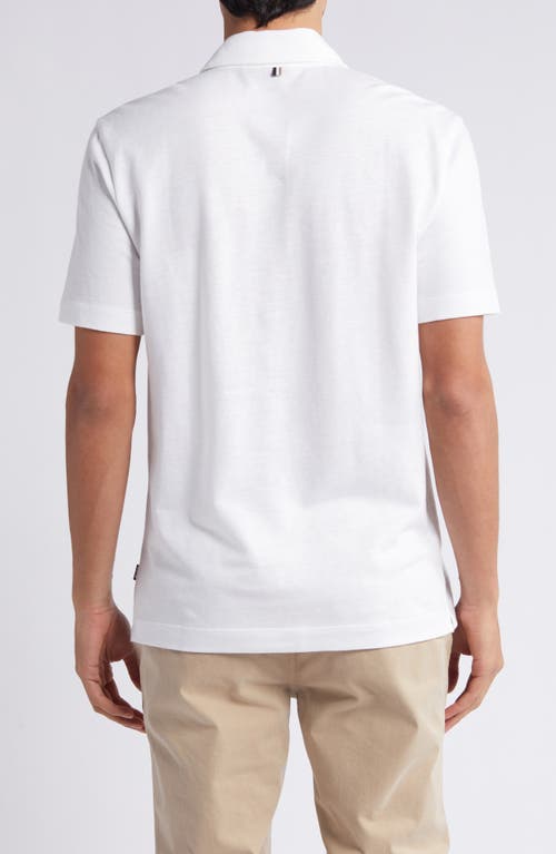 Shop Hugo Boss Boss Press Slub Linen Blend Piqué Polo In White