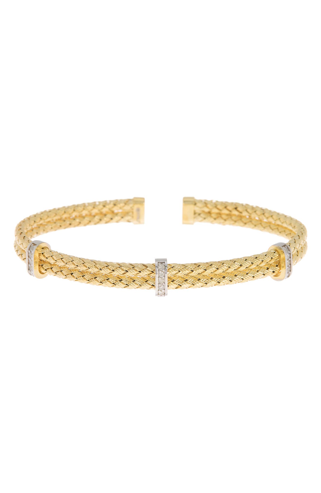 Meshmerise Pave Diamond Mesh Cuff Bangle Bracelet In Yellow