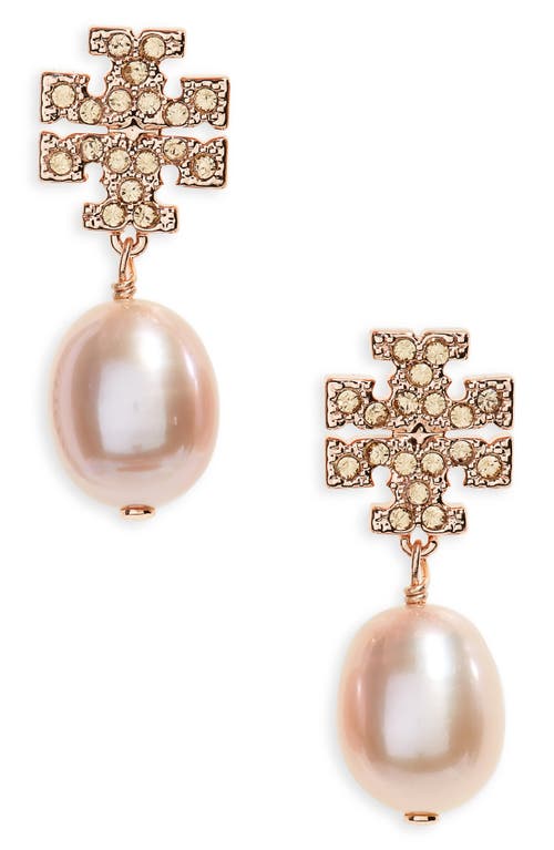 Tory Burch Kira Baroque Pearl Drop Earrings in Rose Gold /Pearl