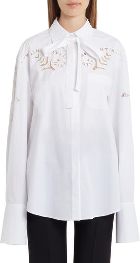 Valentino Garavani Embroidered Lace Cotton Poplin Button-Up Shirt