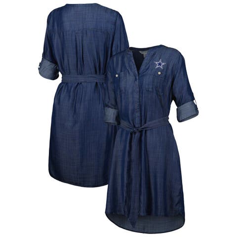 Dallas Cowboys Women Shirts Dress Button Down Blouse Summer Beach Sundress  |