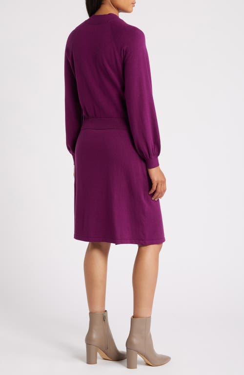 Sam Edelman Two-piece Look Long Sleeve Sweater Dress In Berry
