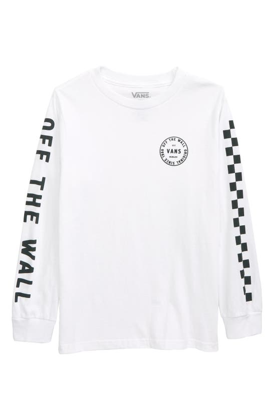 Vans Kids' Off The Wall Long Sleeve Graphic Tee In White/ Sycamore