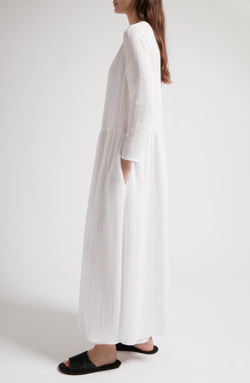 Shop The Row Callas Long Sleeve Cotton Maxi Dress In Ivory