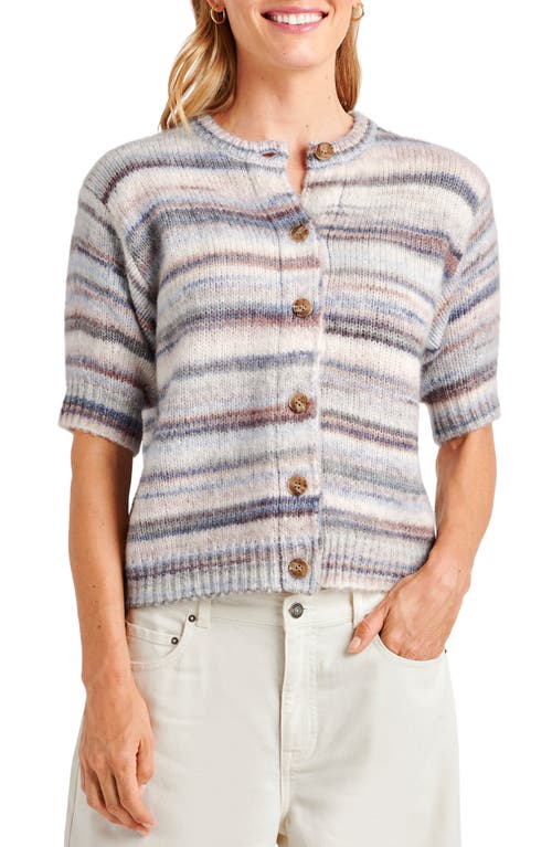 Shop Splendid Sedona Stripe Short Sleeve Cardigan In Periwinkle Multi