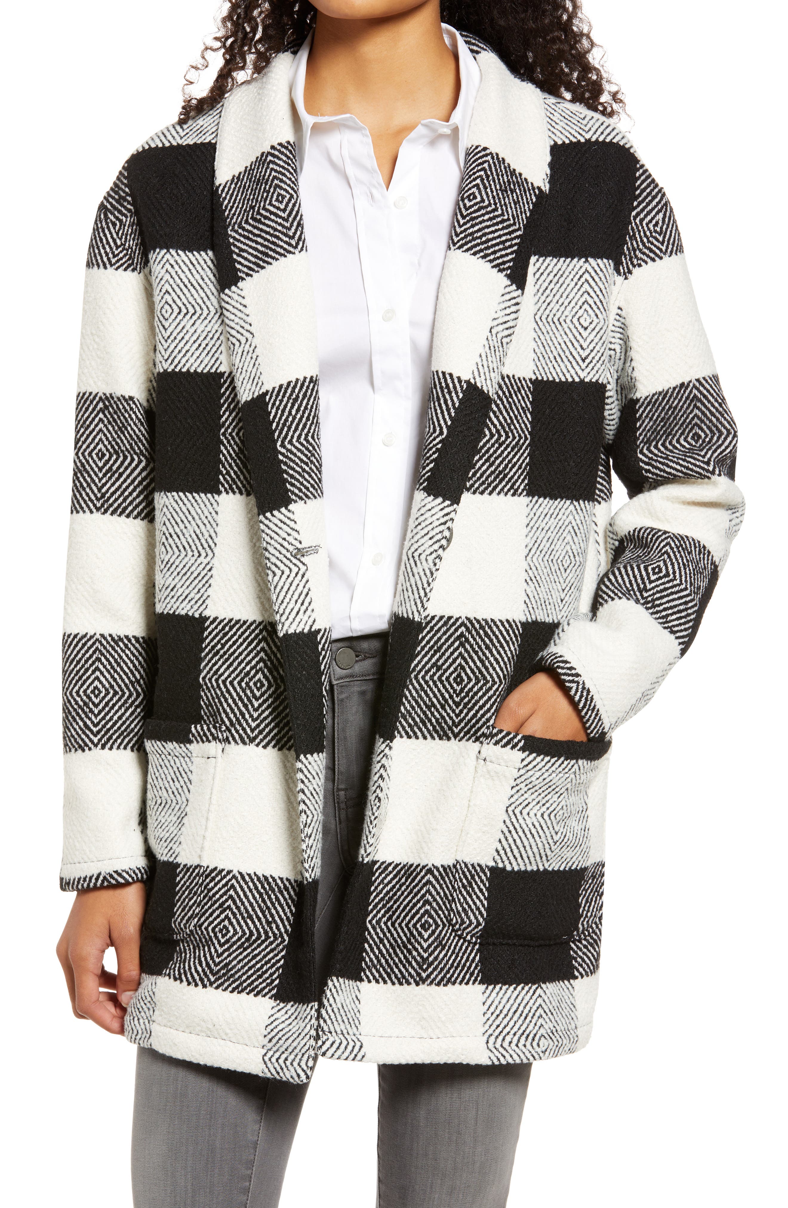check wool jacket womens