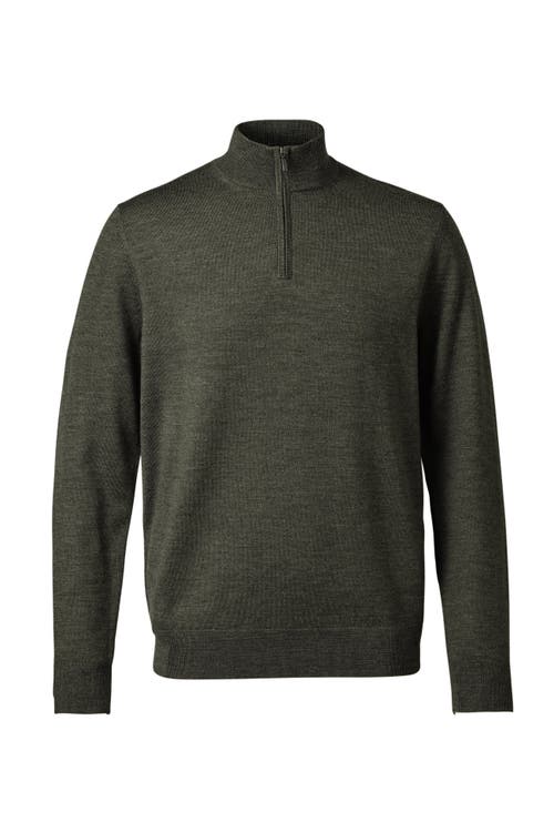 Shop Charles Tyrwhitt Pure Merino Zip Neck Sweater In Olive Green