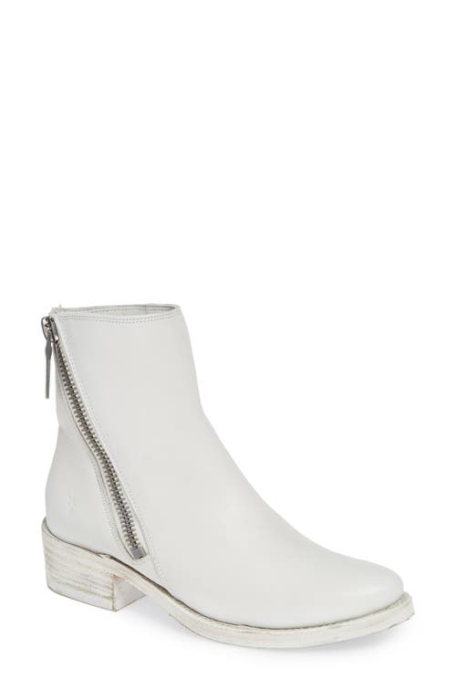 Demi Zip Bootie in White Leather