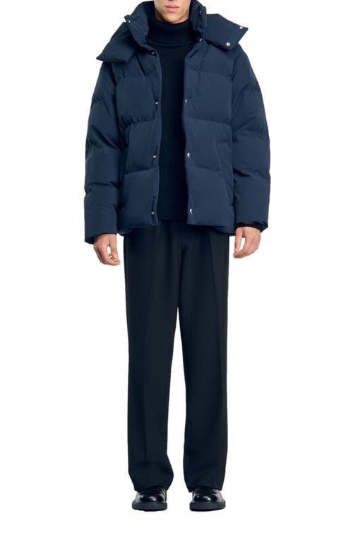 Shop Sandro Quilted Puffer Jacket In Blue Prusse