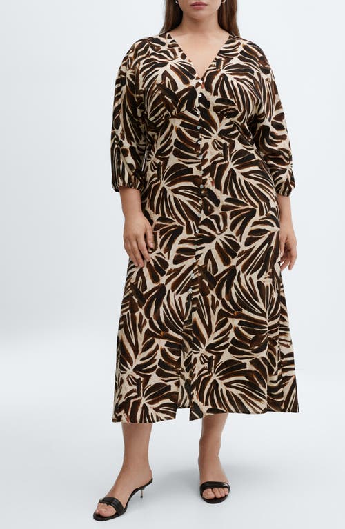 Mango Claudie Button Front Dress In Natural White