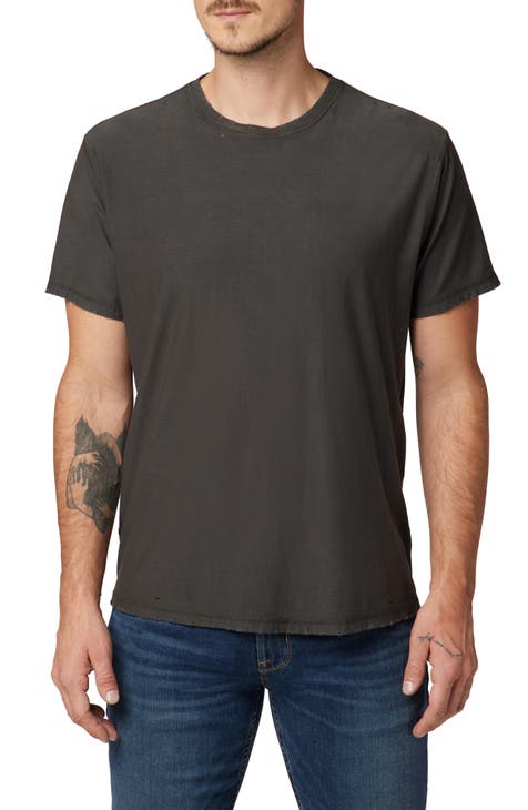Men's anthracite gray T-shirt with distressed treatment