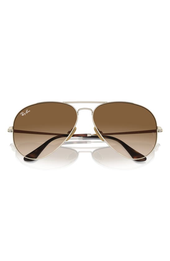 Shop Ray Ban Ray-ban 62mm Gradient Pilot Oversize Aviator Sunglasses In Gold Flash