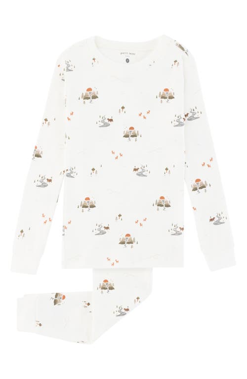 Petit Lem Kids' Wilderness Cotton Fitted Two-Piece Pajamas in 101 Off White