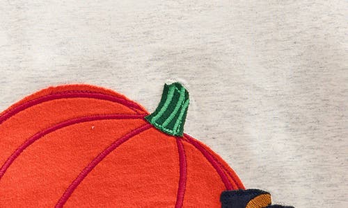 Shop Boden Kids' Pumpkin Pup Appliqué Long Sleeve T-shirt In Dusk Blue