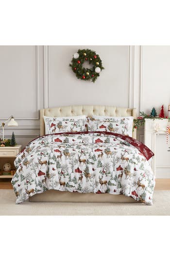 Southshore Fine Linens White Christmas Oversize Holiday Duvet Set In White Christmas