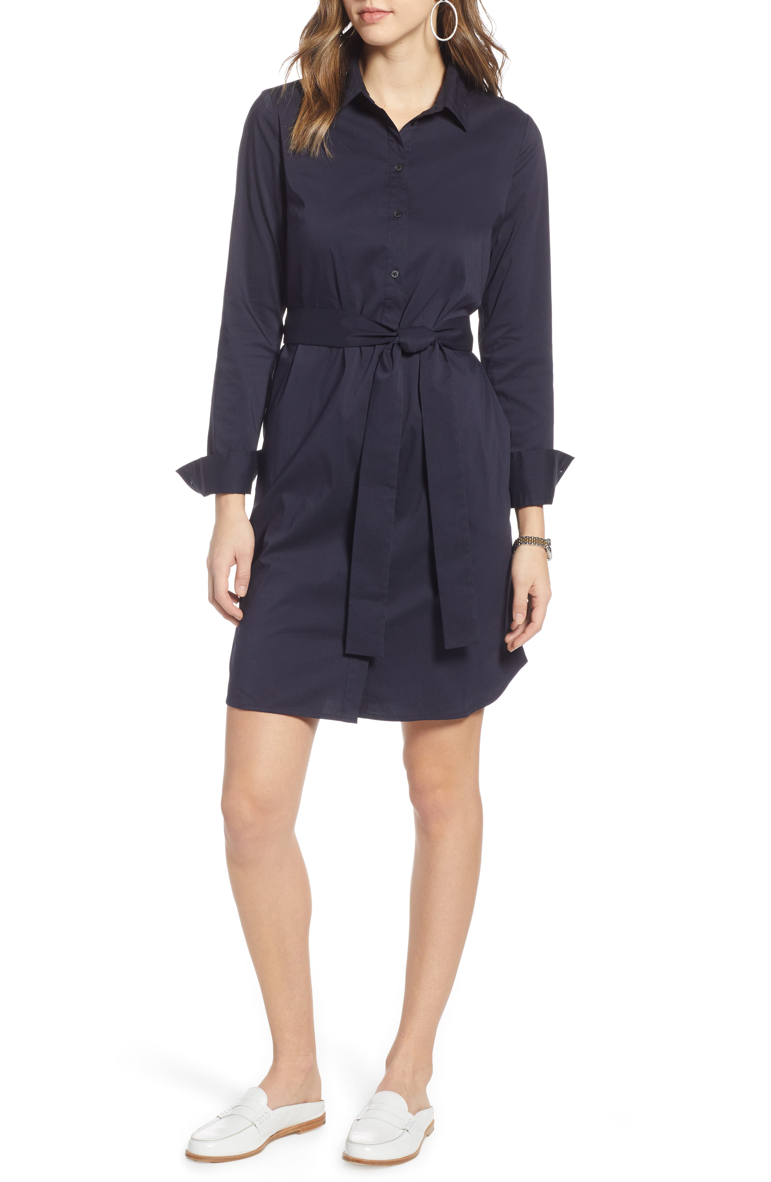 Petite 1901 Tie Waist Shirtdress, Blue