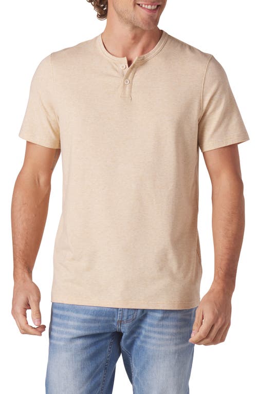 Short Sleeve Active Henley in Iced Latte