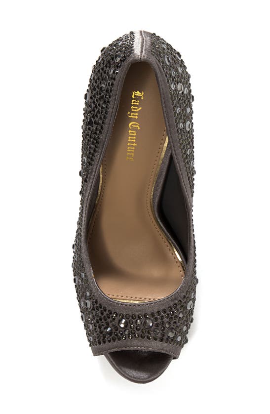 Lady Couture Lauren Rhinestone Embellished Platform Sandal In Pewter
