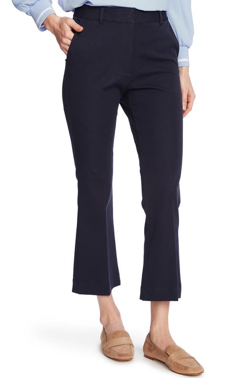 Flat Front Crop Straight Leg Trousers in Blue Night