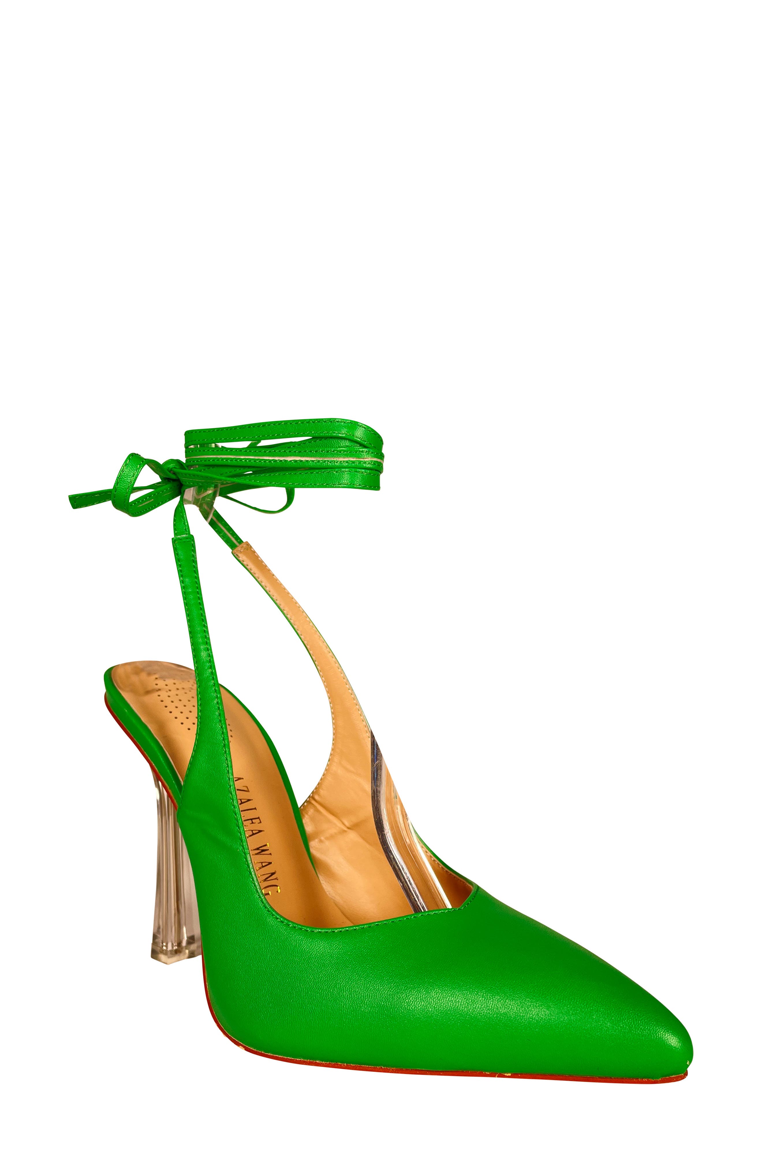 green slingback pumps