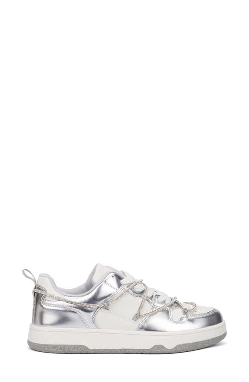 New York And Company Fable Metallic Sneaker In Silver