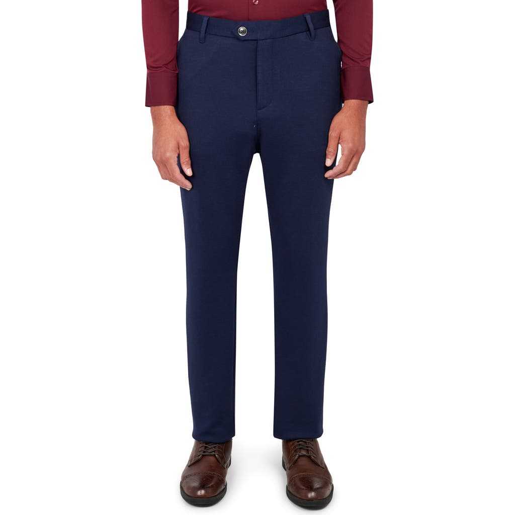 Brooklyn Brigade Slim Fit Straight Leg Performance Knit Dress Pants In River Blue