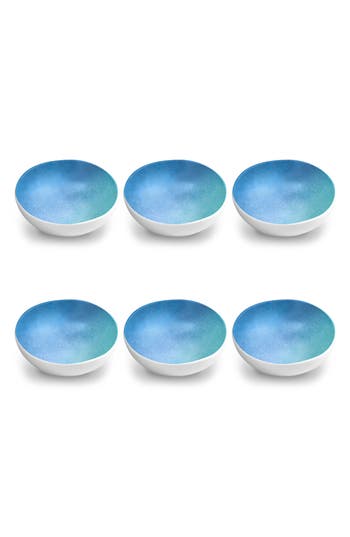 Tarhong Oceanic Ombré Set Of Six Melamine Bowls In Blue