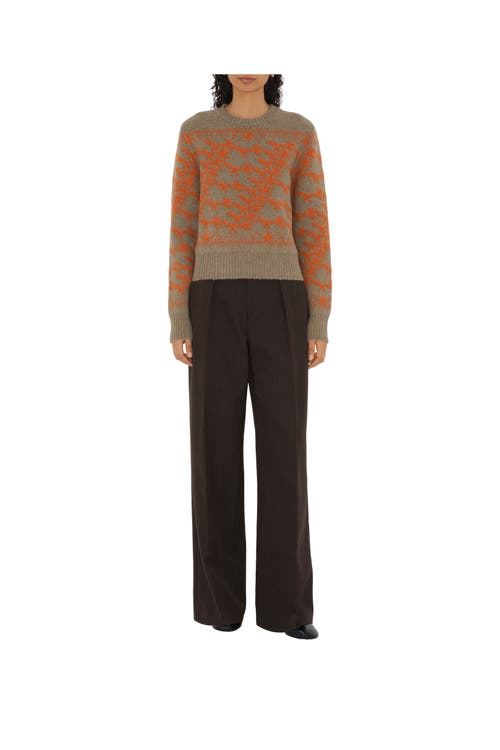 Burberry Cropped Fox Wool Sweater In Linden/orange