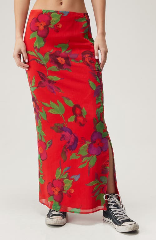 NASTY GAL Floral Maxi Skirt Red at Nordstrom,