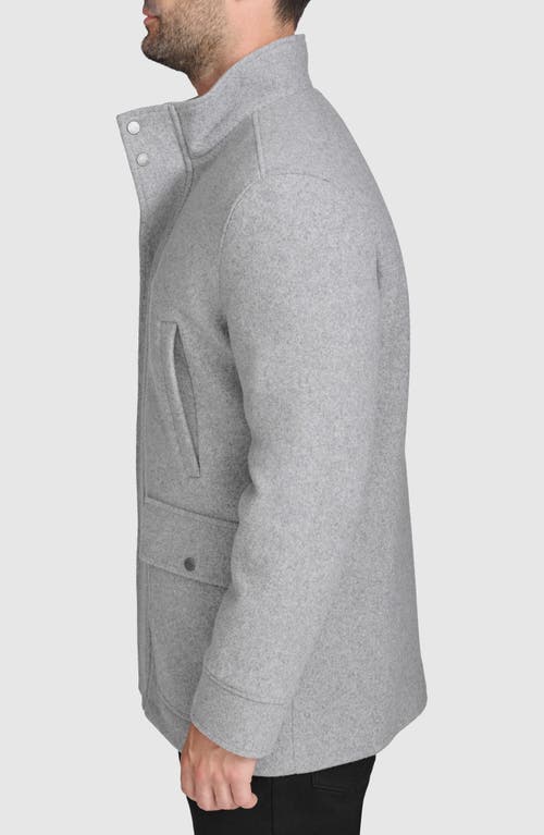 Shop Cole Haan Felted Coat In Light Grey