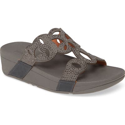 Fitflop Elora Crystal Slide Sandal, Grey