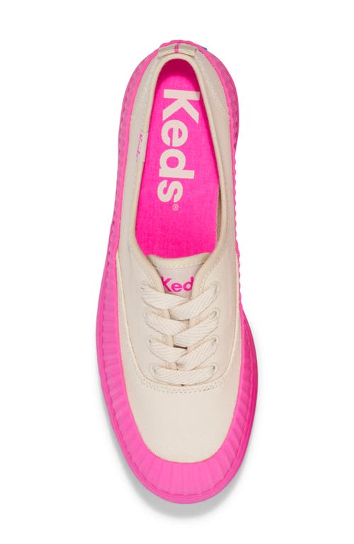 Keds Women's The Platform Lug Weatherized Splash Canvas Canvas Sneakers In Oatmeal/pink