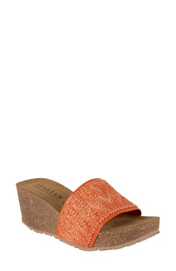 Shop Italian Shoemakers Ibbie Platform Wedge Slide Sandal In Orange