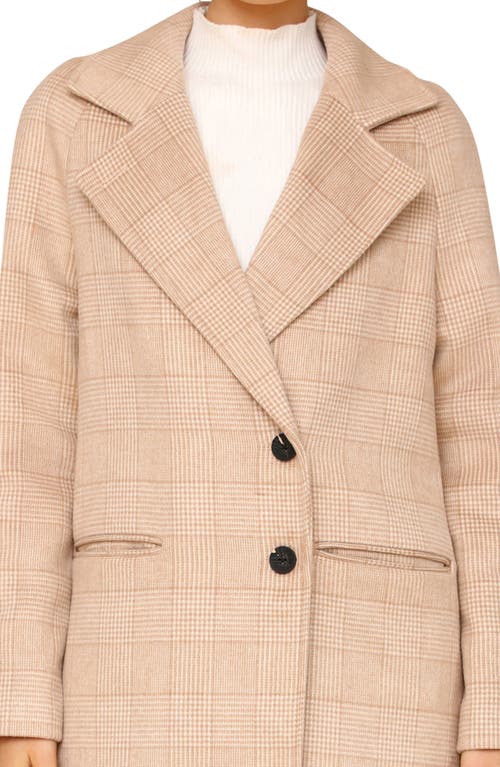 Shop Avec Les Filles Walker Raglan Coat In Soft Brown Plaid